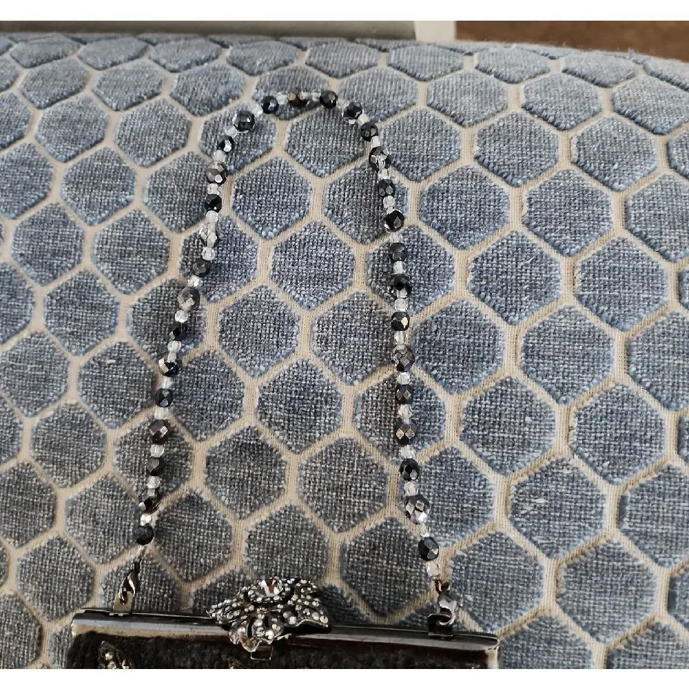 Chic Black Floral Embellished Clutch